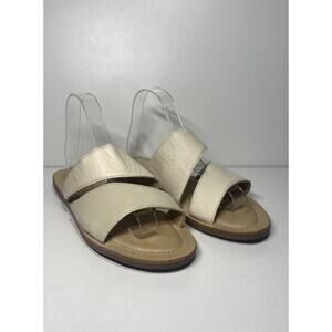 Portland Leather Goods Patina Flat Sandals In Cream Size 10 Pacific Northwest